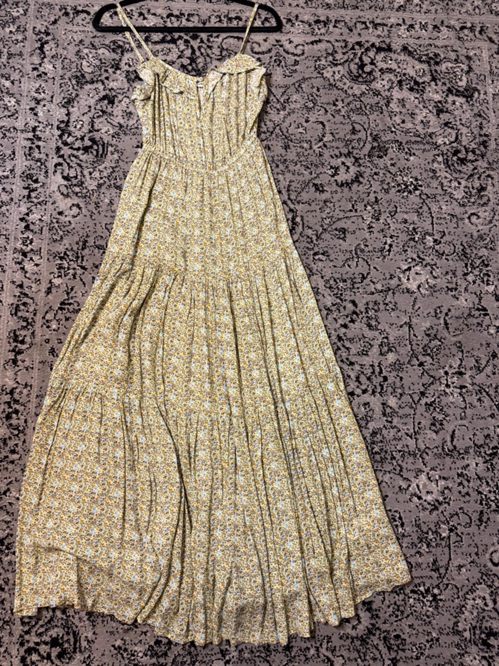 Scotch & Soda Yellow Floral Ruffle Tiered Maxi Dress